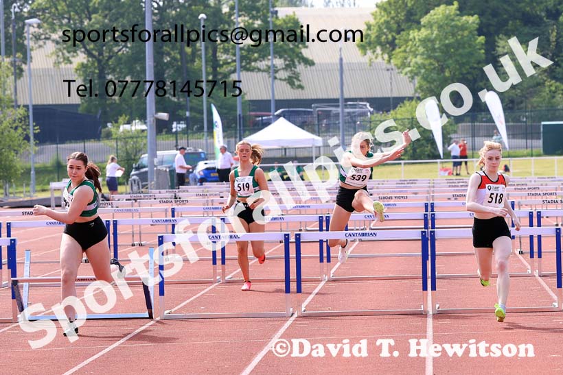 Womens Under-17s Hurdles, 2024 North Eastern Track and Field Champs., Middlesbrough.  Photo: David T. Hewitson/Sports for All Pics
